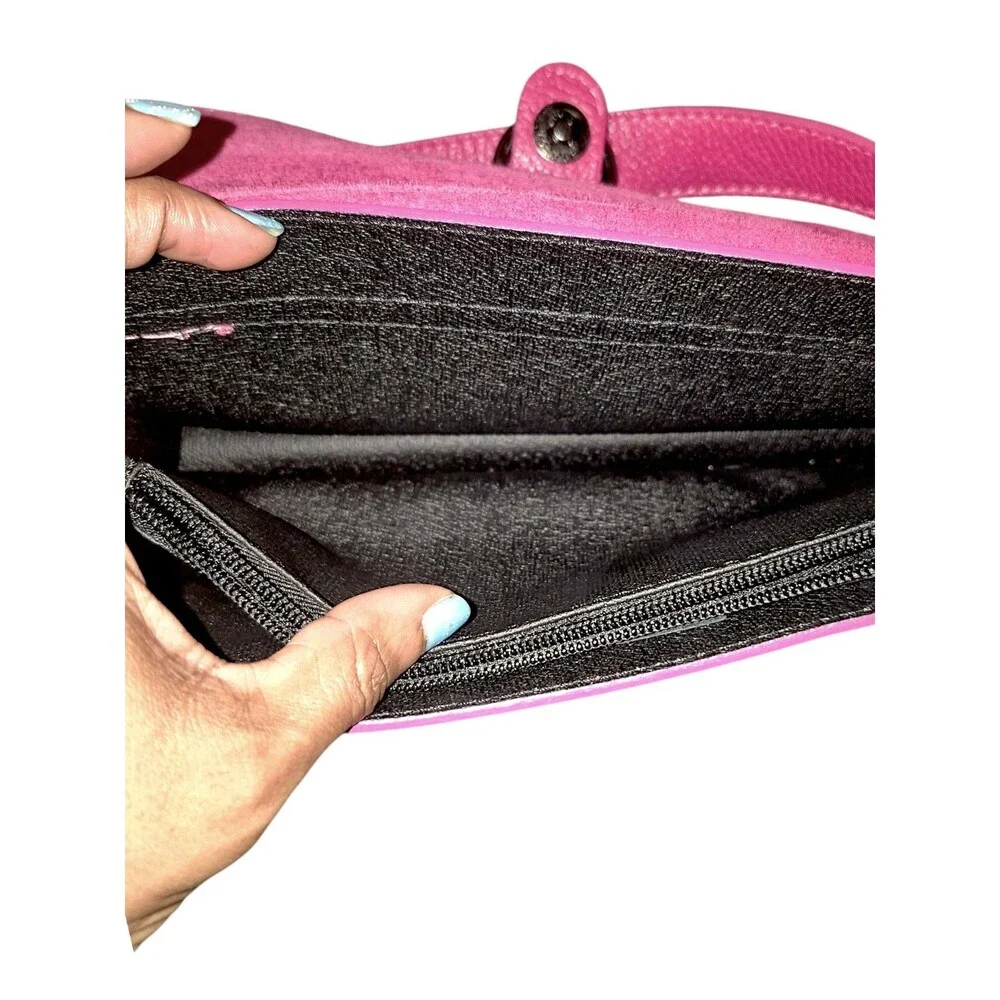 Borse In Pelle Italian Made Fushia Pink Leather Shoulder Bag Removable Straps